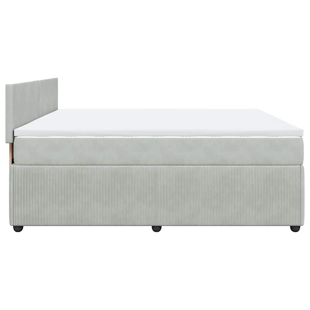 vidaXL Κρεβάτι Boxspring με Στρώμα Ανοιχτό Γκρι 180x200 εκ. Βελούδινο