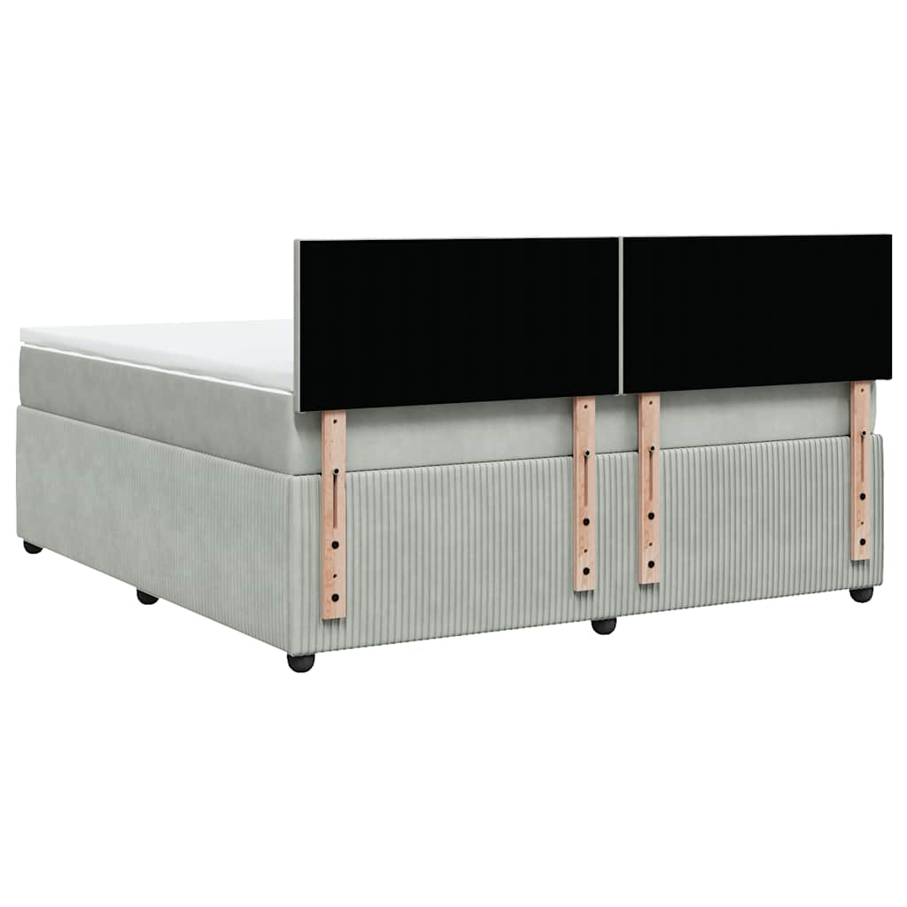 vidaXL Κρεβάτι Boxspring με Στρώμα Ανοιχτό Γκρι 180x200 εκ. Βελούδινο