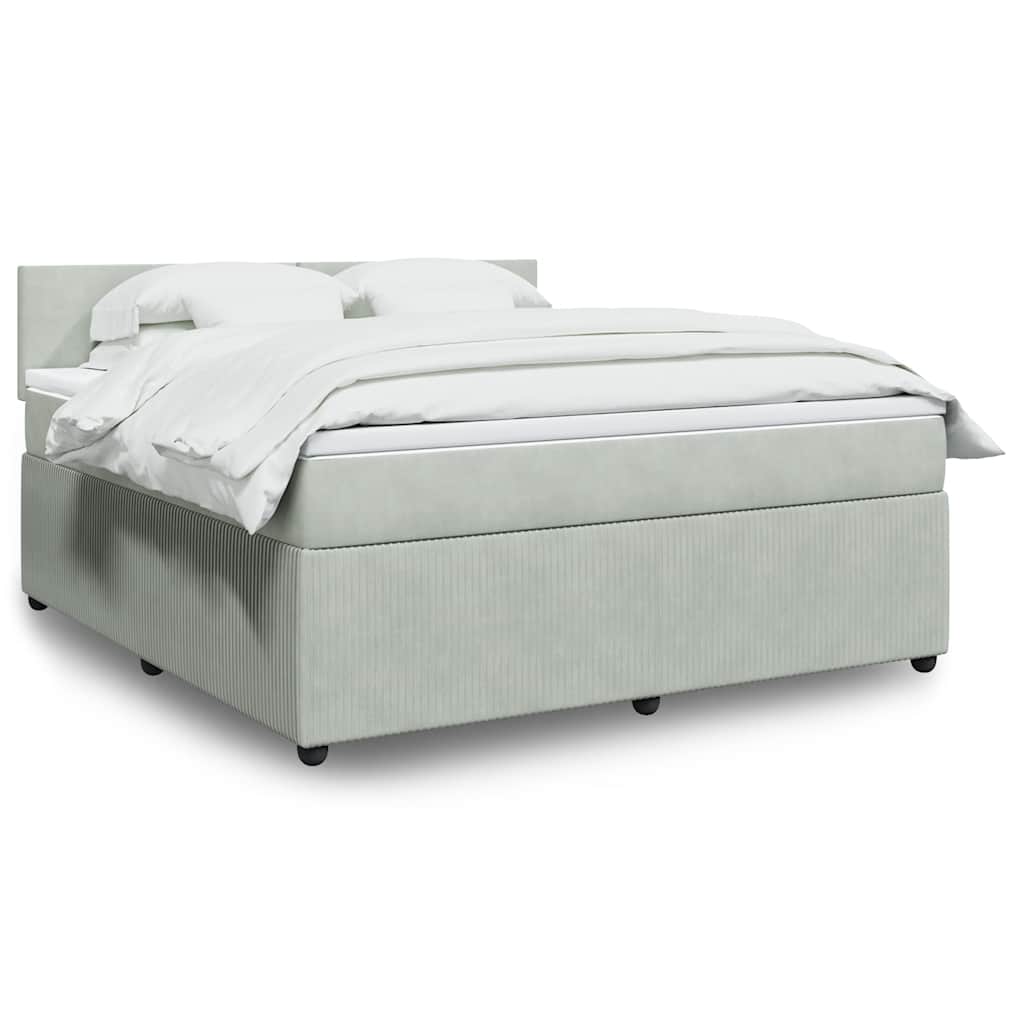 vidaXL Κρεβάτι Boxspring με Στρώμα Ανοιχτό Γκρι 180x200 εκ. Βελούδινο