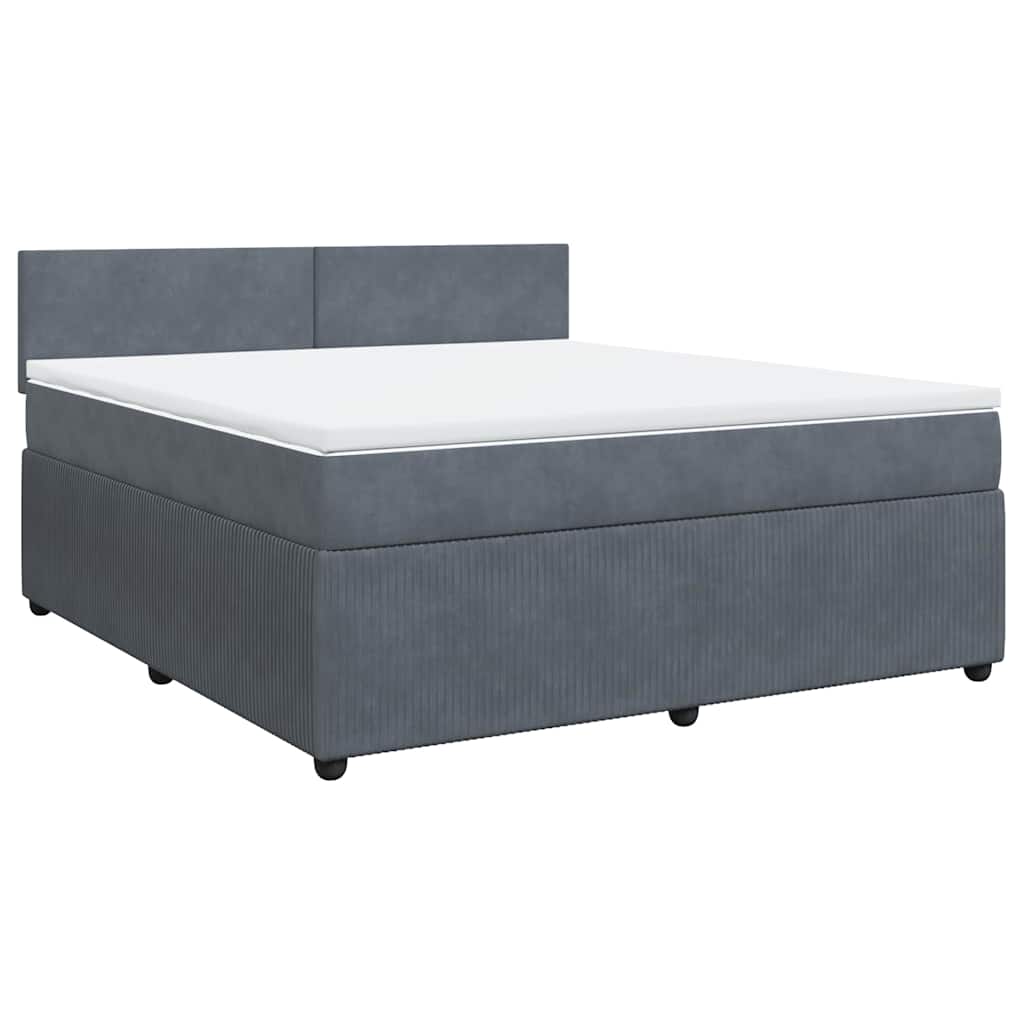 vidaXL Κρεβάτι Boxspring με Στρώμα Σκούρο Γκρι 180x200 εκ. Βελούδινο