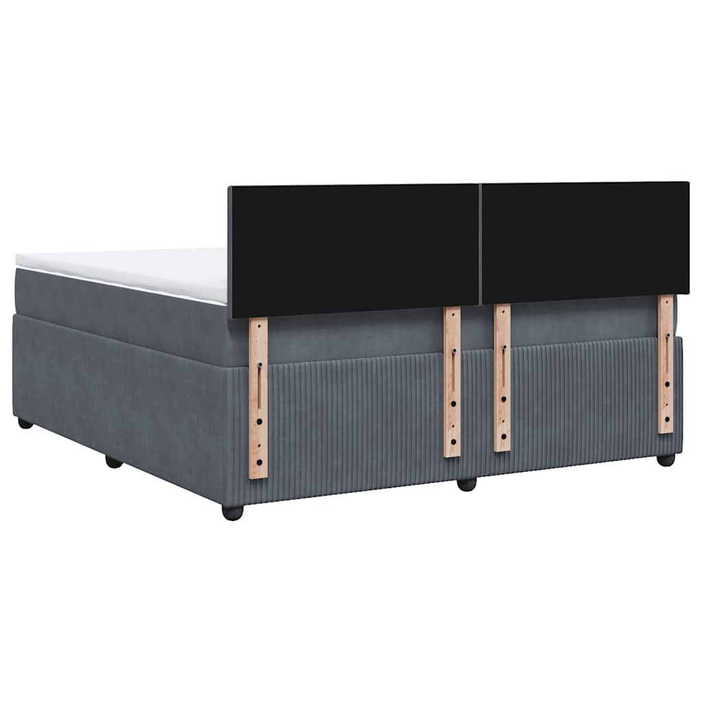 vidaXL Κρεβάτι Boxspring με Στρώμα Σκούρο Γκρι 180x200 εκ. Βελούδινο