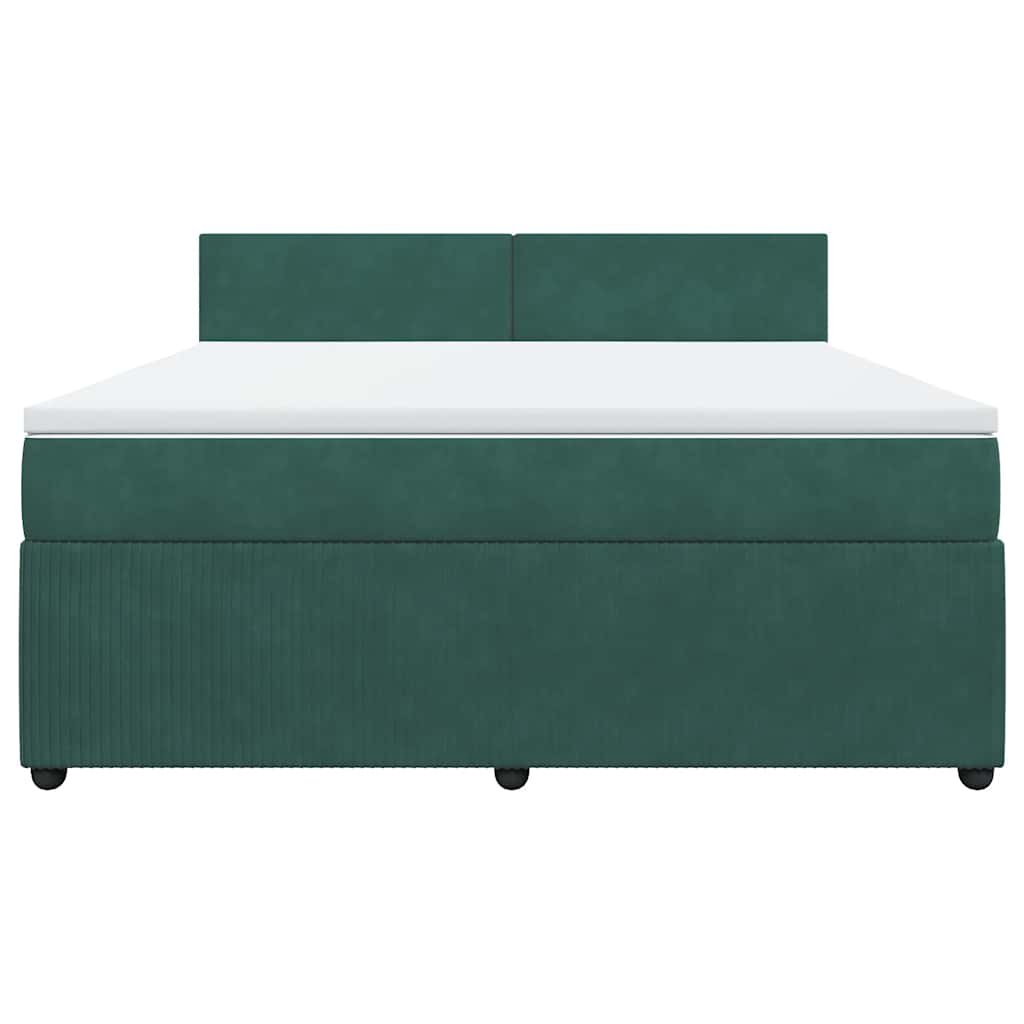 vidaXL Κρεβάτι Boxspring με Στρώμα Σκούρο Πράσινο 180x200εκ. Βελούδινο
