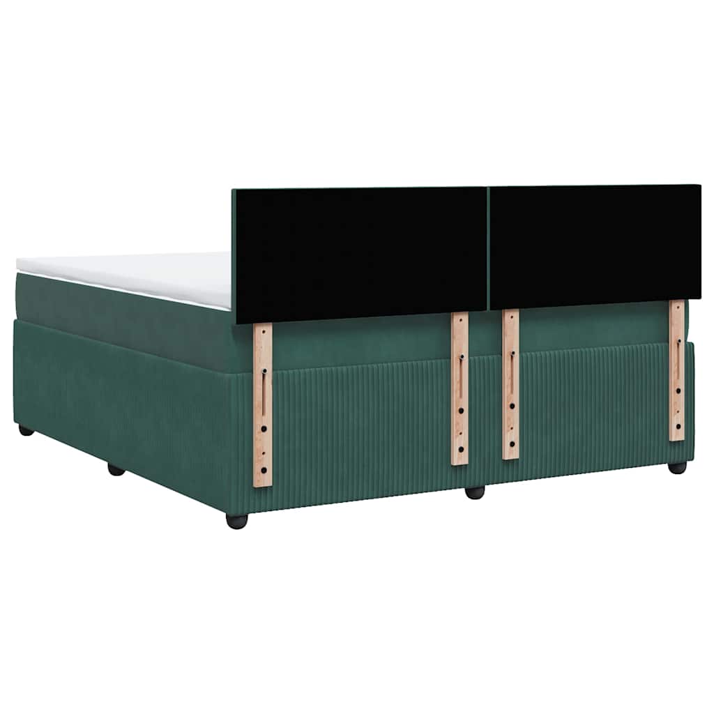 vidaXL Κρεβάτι Boxspring με Στρώμα Σκούρο Πράσινο 180x200εκ. Βελούδινο