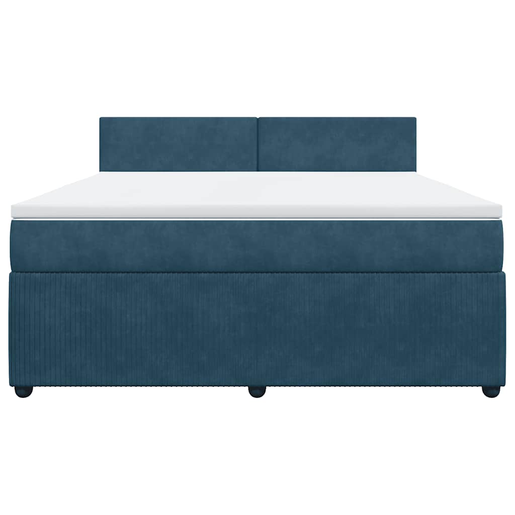 vidaXL Κρεβάτι Boxspring με Στρώμα Μπλε 180x200 εκ. Βελούδινο