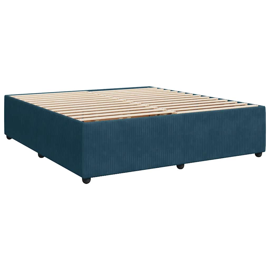 vidaXL Κρεβάτι Boxspring με Στρώμα Μπλε 180x200 εκ. Βελούδινο