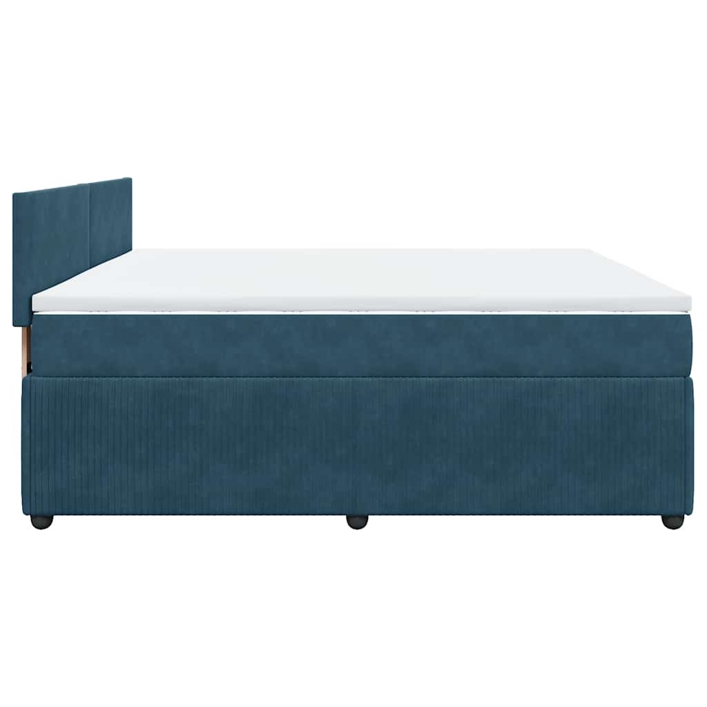 vidaXL Κρεβάτι Boxspring με Στρώμα Μπλε 180x200 εκ. Βελούδινο