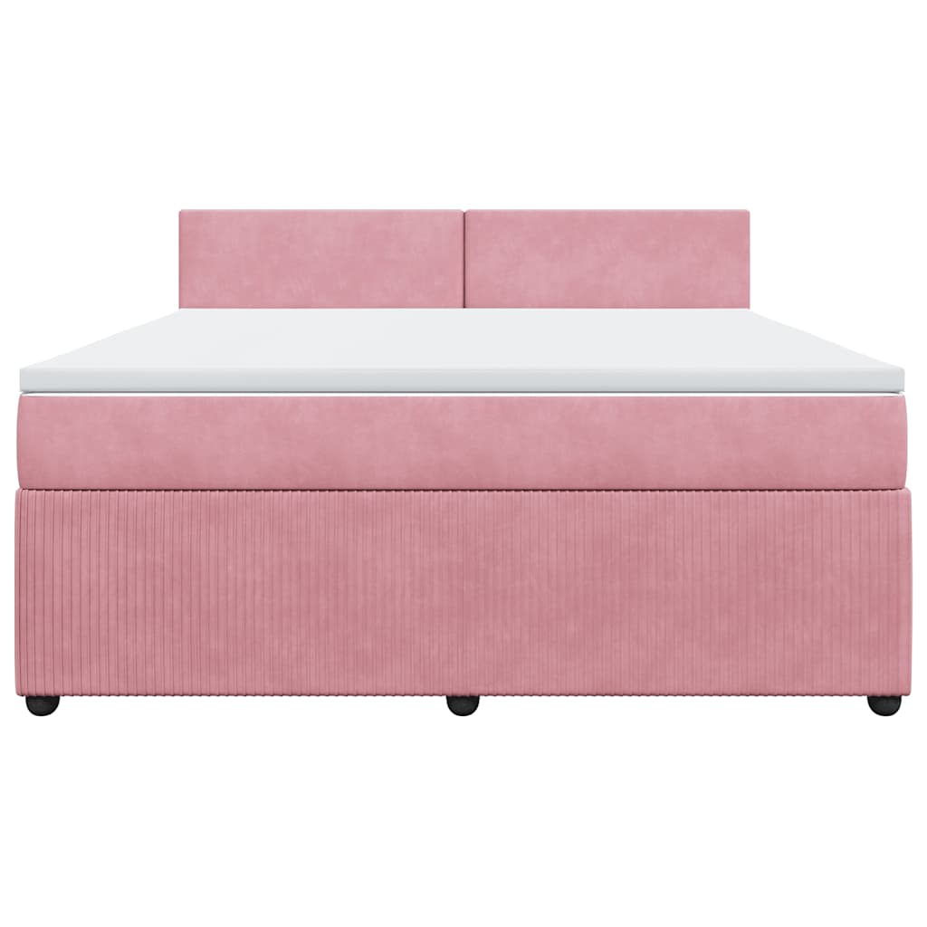 vidaXL Κρεβάτι Boxspring με Στρώμα Ροζ 180x200 εκ. Βελούδινο