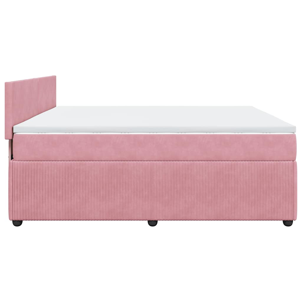 vidaXL Κρεβάτι Boxspring με Στρώμα Ροζ 180x200 εκ. Βελούδινο