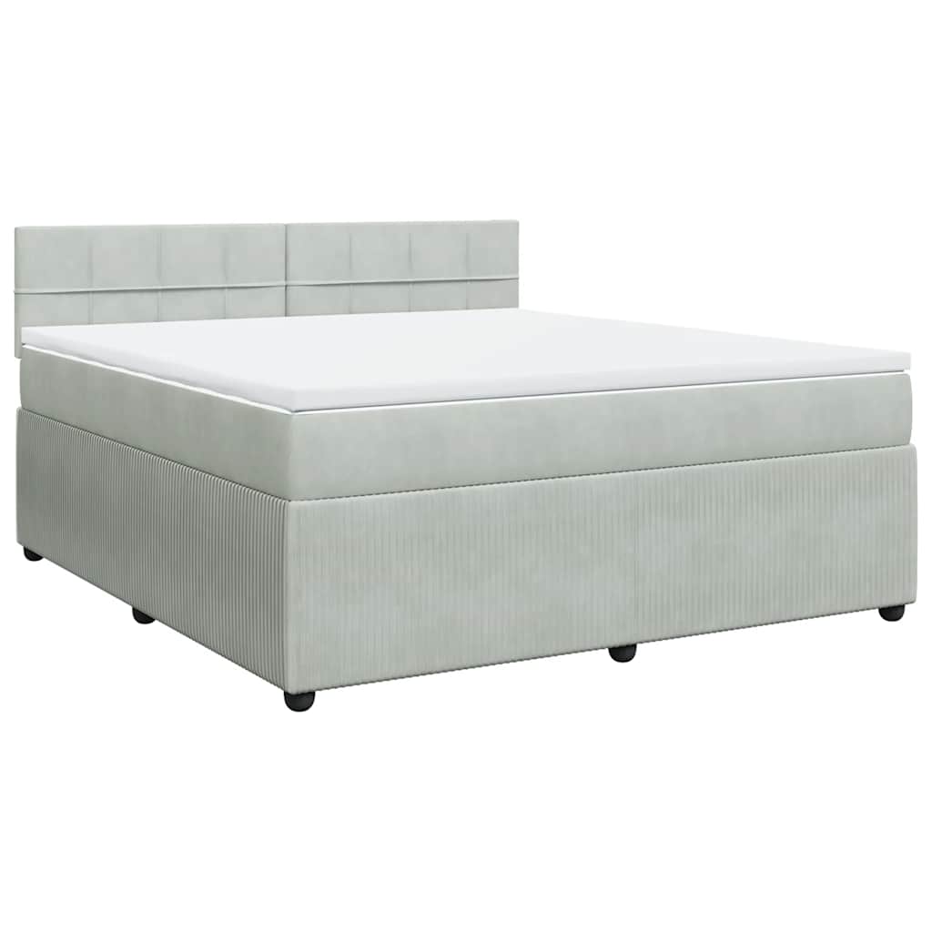 vidaXL Κρεβάτι Boxspring με Στρώμα Ανοιχτό Γκρι 180x200 εκ. Βελούδινο