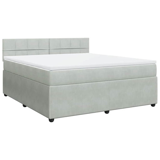 vidaXL Κρεβάτι Boxspring με Στρώμα Ανοιχτό Γκρι 180x200 εκ. Βελούδινο