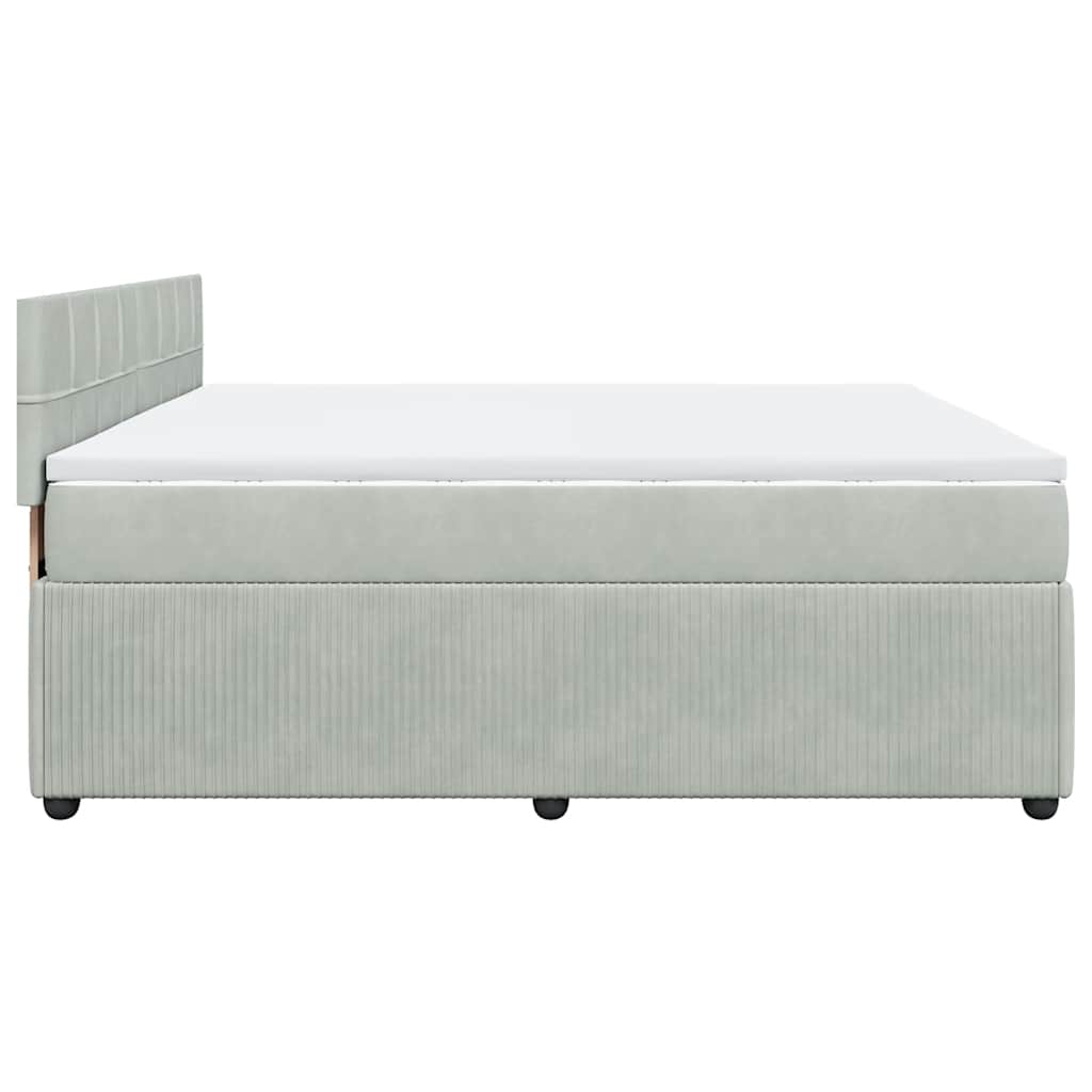 vidaXL Κρεβάτι Boxspring με Στρώμα Ανοιχτό Γκρι 180x200 εκ. Βελούδινο
