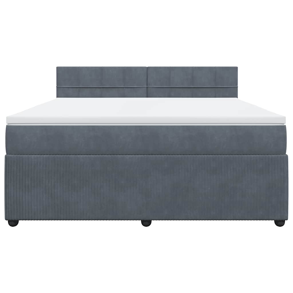 vidaXL Κρεβάτι Boxspring με Στρώμα Σκούρο Γκρι 180x200 εκ. Βελούδινο
