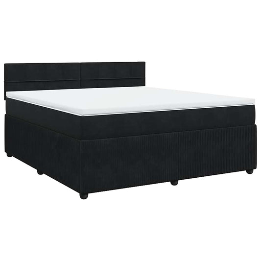 vidaXL Κρεβάτι Boxspring με Στρώμα Μαύρο 180x200 εκ. Βελούδινο