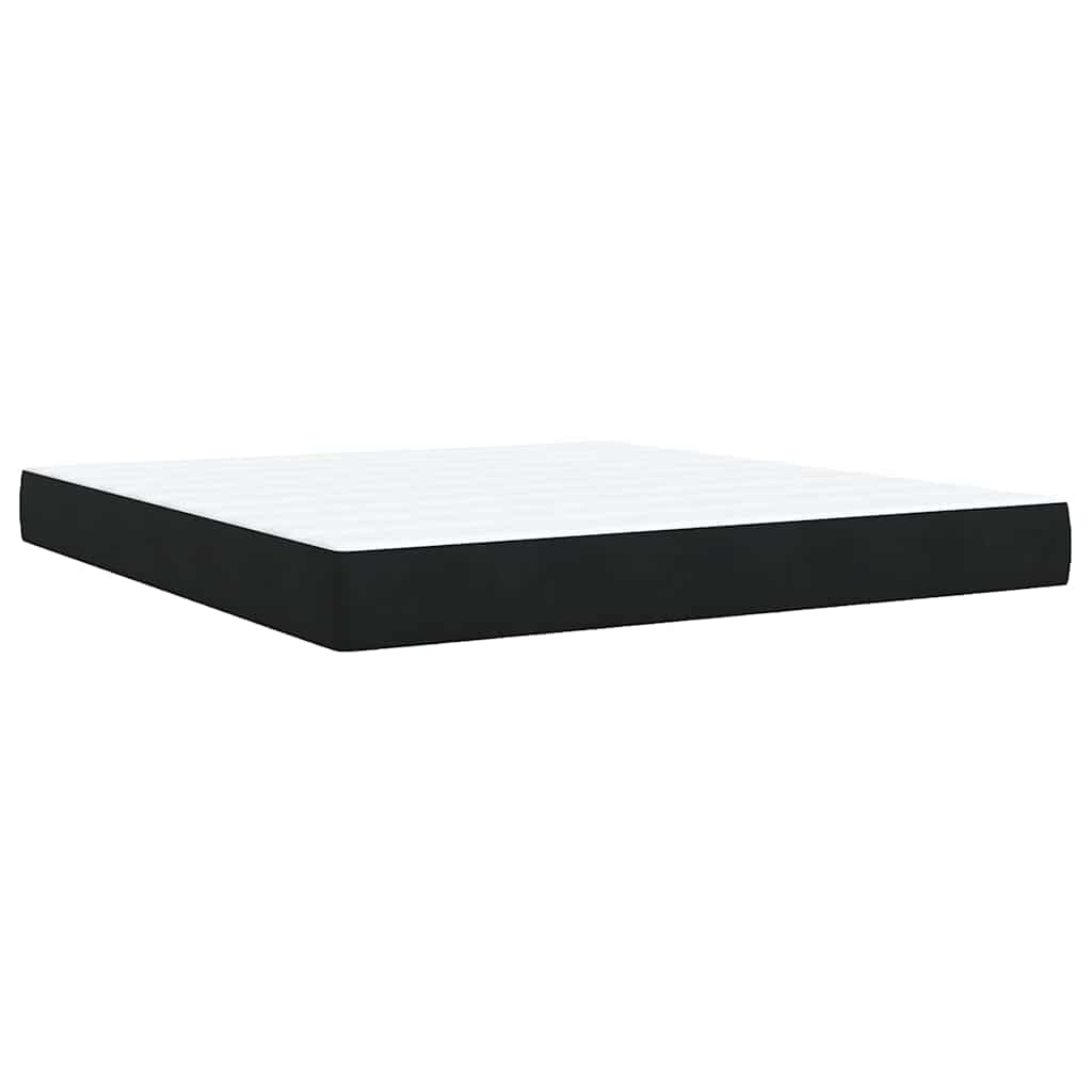 vidaXL Κρεβάτι Boxspring με Στρώμα Μαύρο 180x200 εκ. Βελούδινο