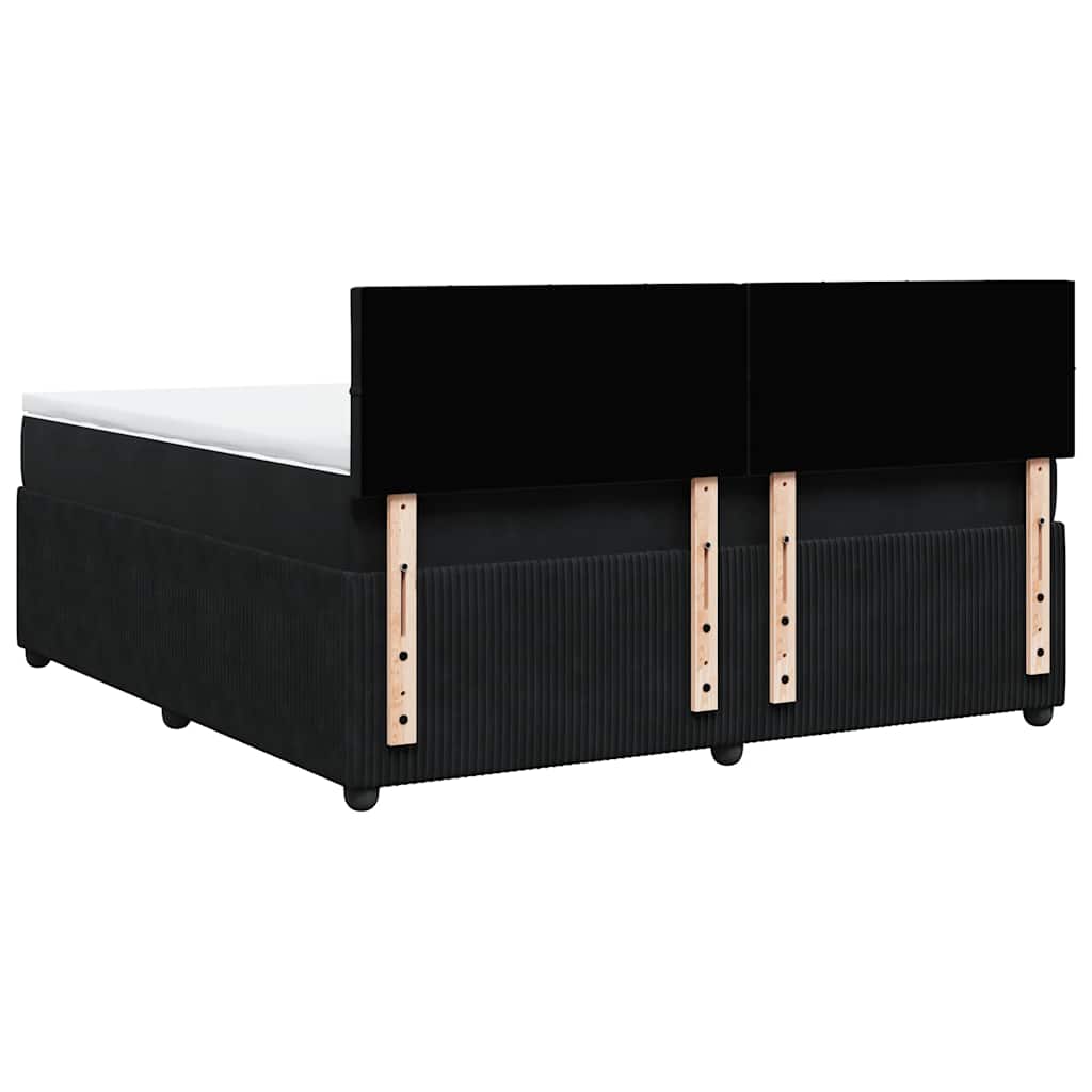 vidaXL Κρεβάτι Boxspring με Στρώμα Μαύρο 180x200 εκ. Βελούδινο