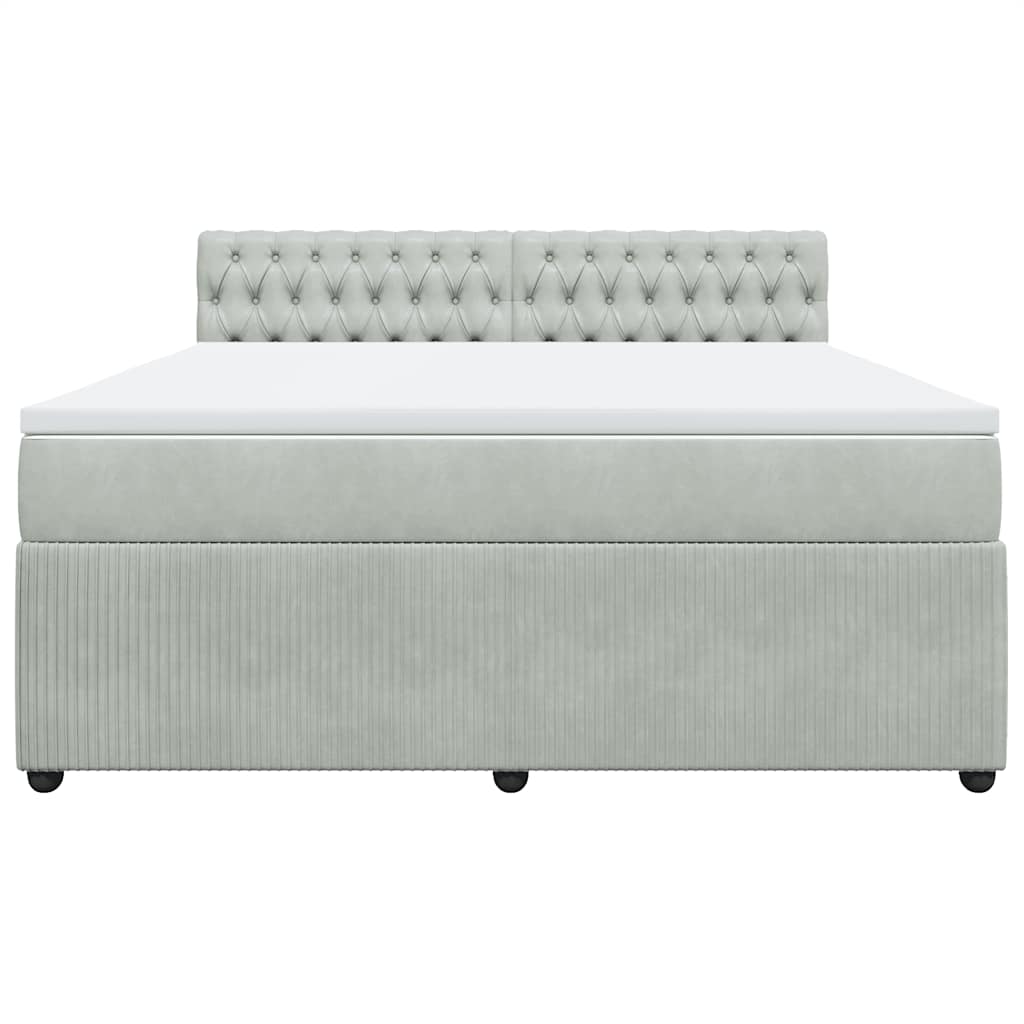 vidaXL Κρεβάτι Boxspring με Στρώμα Ανοιχτό Γκρι 180x200 εκ. Βελούδινο