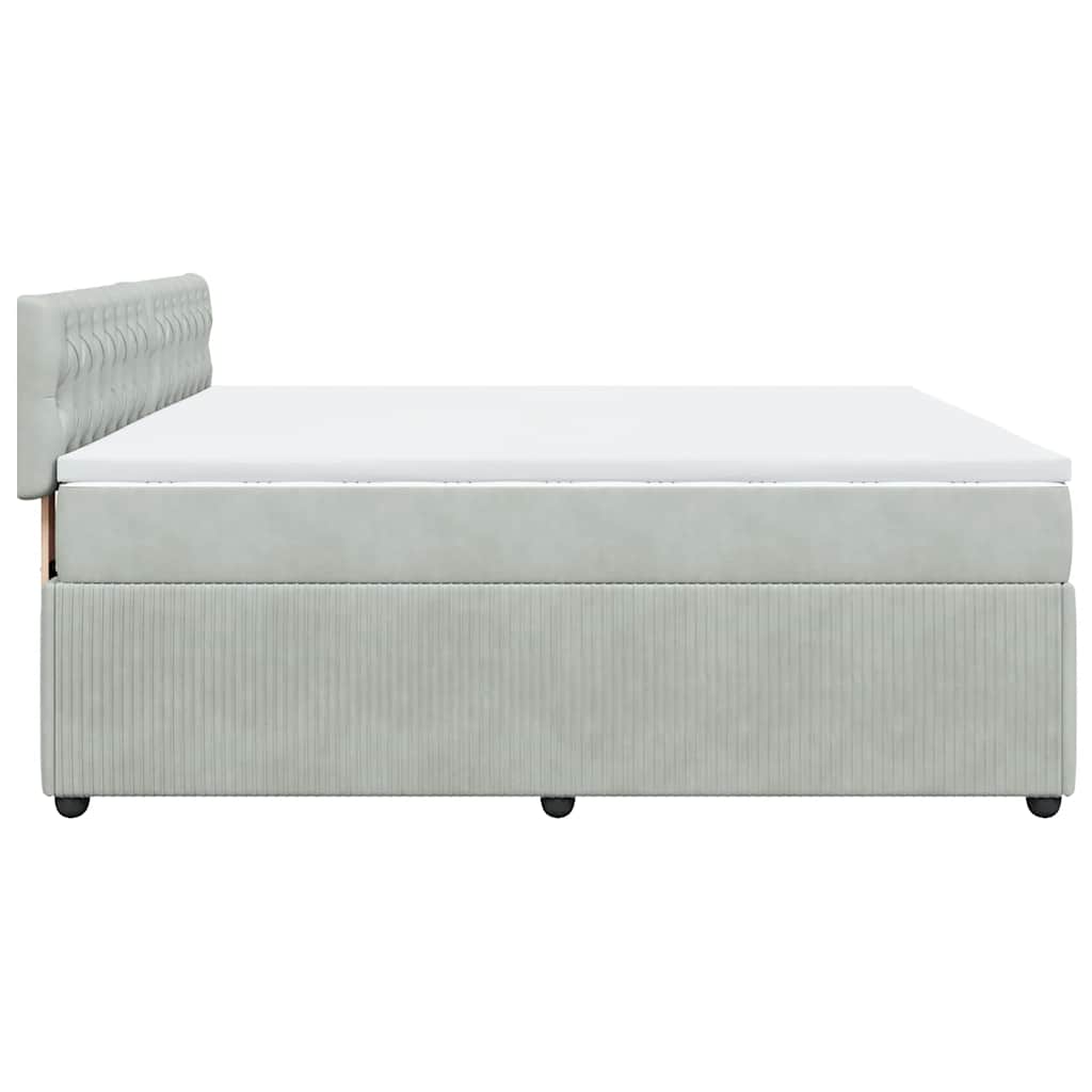 vidaXL Κρεβάτι Boxspring με Στρώμα Ανοιχτό Γκρι 180x200 εκ. Βελούδινο