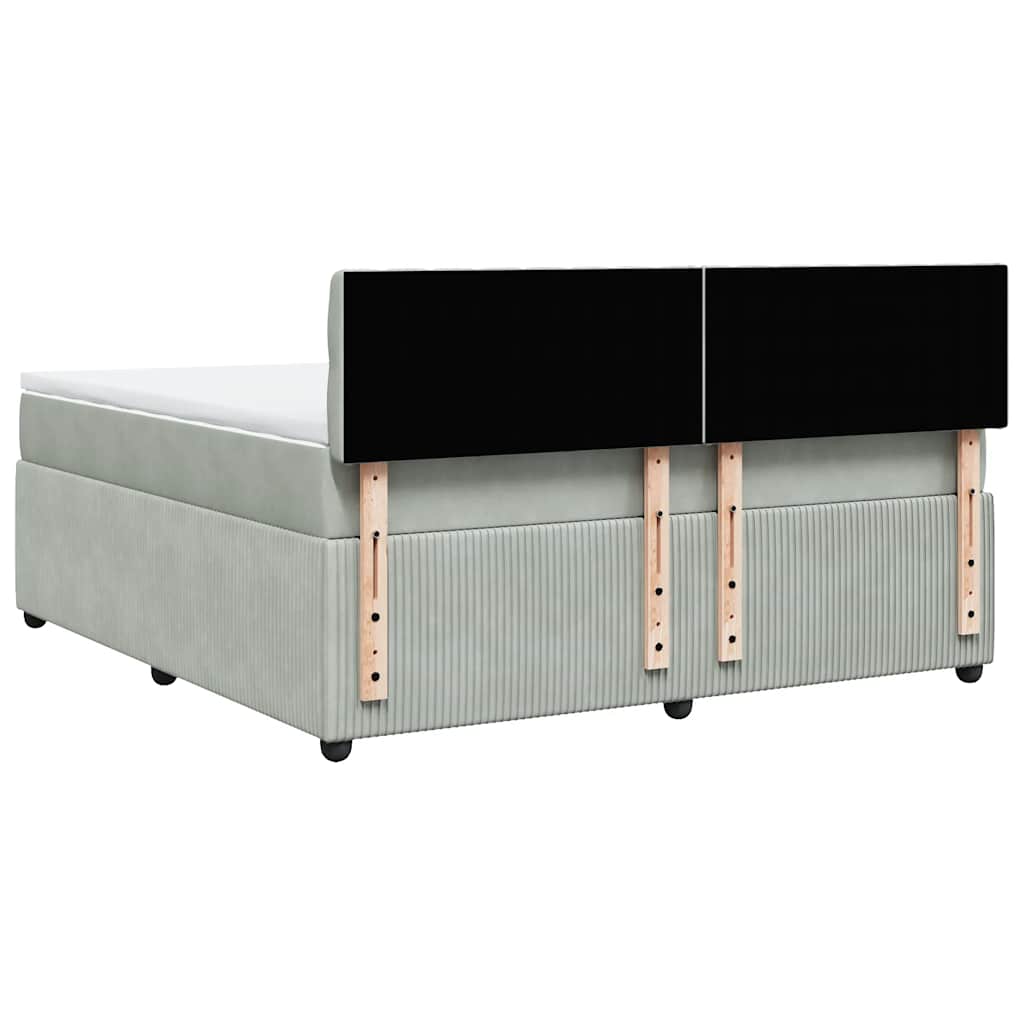 vidaXL Κρεβάτι Boxspring με Στρώμα Ανοιχτό Γκρι 180x200 εκ. Βελούδινο