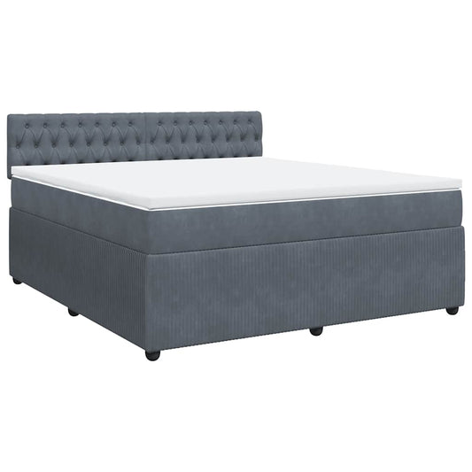 vidaXL Κρεβάτι Boxspring με Στρώμα Σκούρο Γκρι 180x200 εκ. Βελούδινο