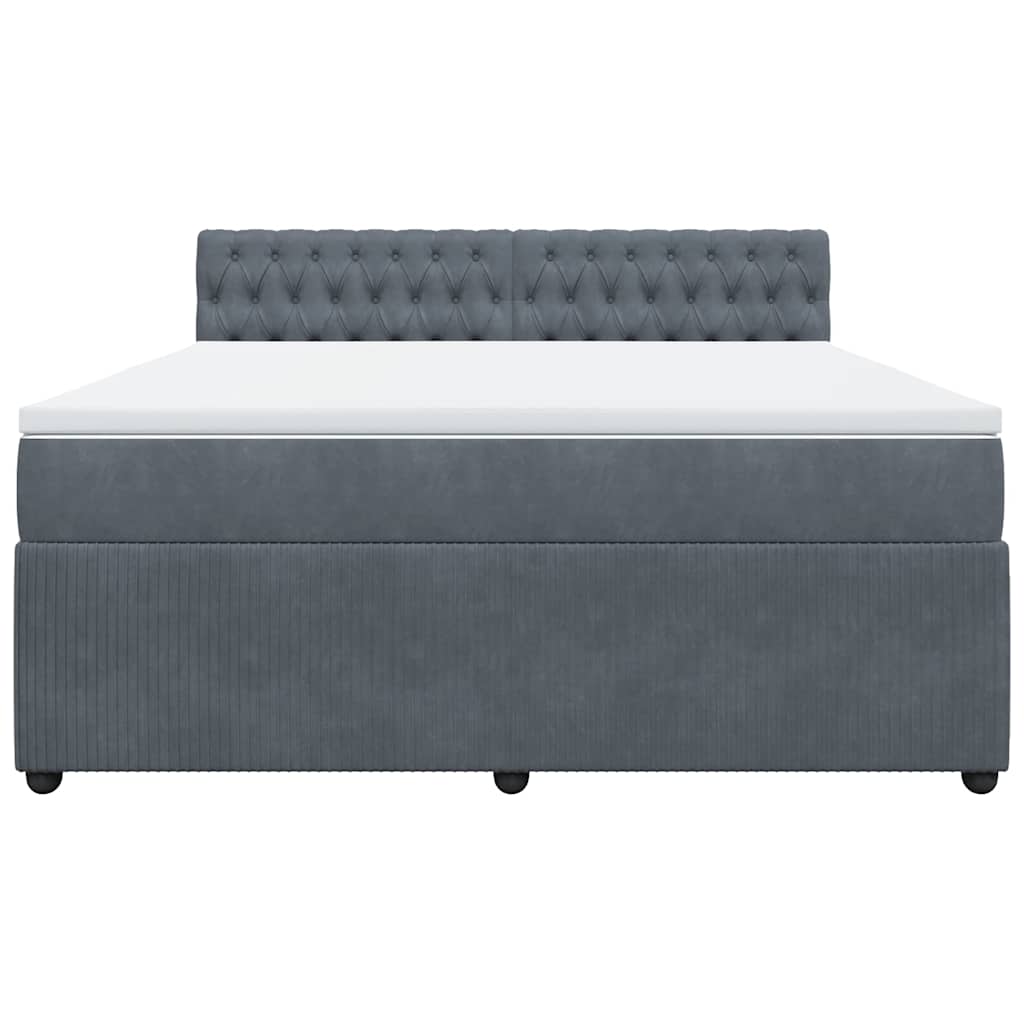 vidaXL Κρεβάτι Boxspring με Στρώμα Σκούρο Γκρι 180x200 εκ. Βελούδινο