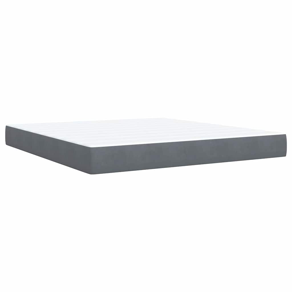 vidaXL Κρεβάτι Boxspring με Στρώμα Σκούρο Γκρι 180x200 εκ. Βελούδινο