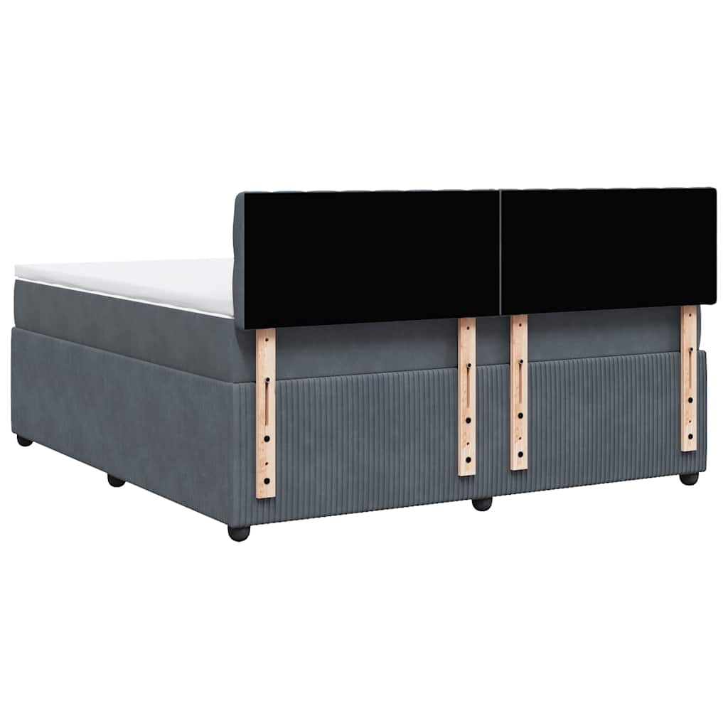 vidaXL Κρεβάτι Boxspring με Στρώμα Σκούρο Γκρι 180x200 εκ. Βελούδινο