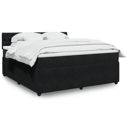 vidaXL Κρεβάτι Boxspring με Στρώμα Μαύρο 180x200 εκ. Βελούδινο