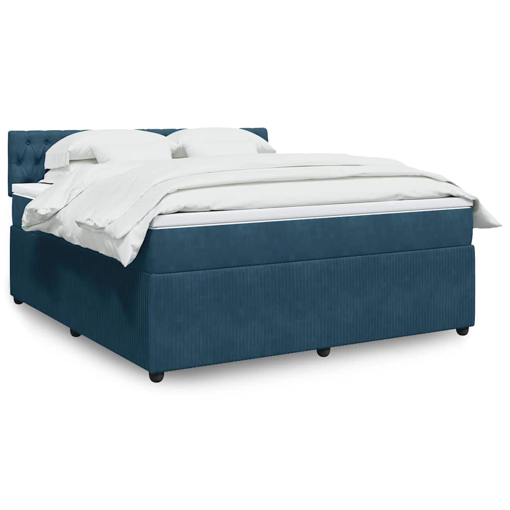 vidaXL Κρεβάτι Boxspring με Στρώμα Μπλε 180x200 εκ. Βελούδινο