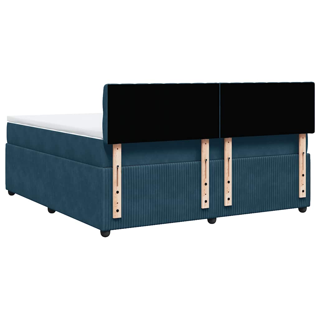 vidaXL Κρεβάτι Boxspring με Στρώμα Μπλε 180x200 εκ. Βελούδινο