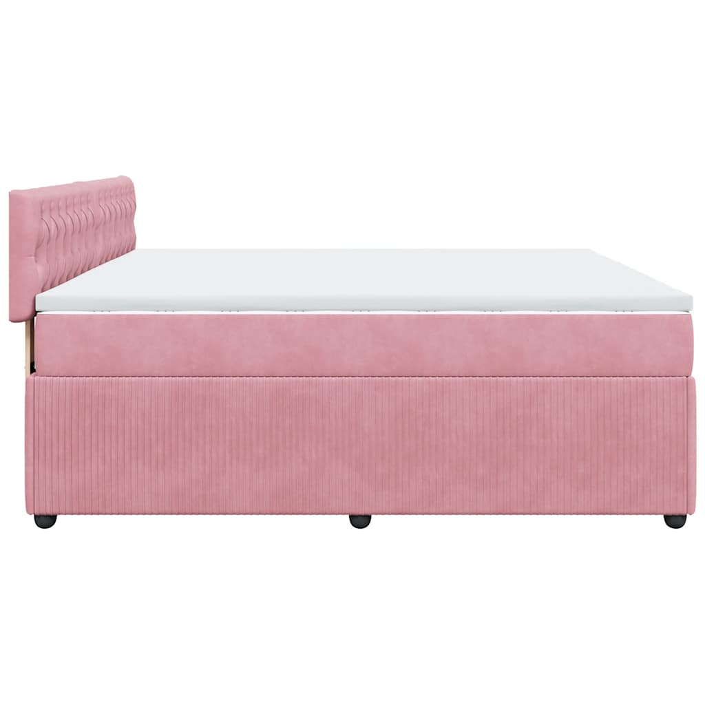 vidaXL Κρεβάτι Boxspring με Στρώμα Ροζ 180x200 εκ. Βελούδινο