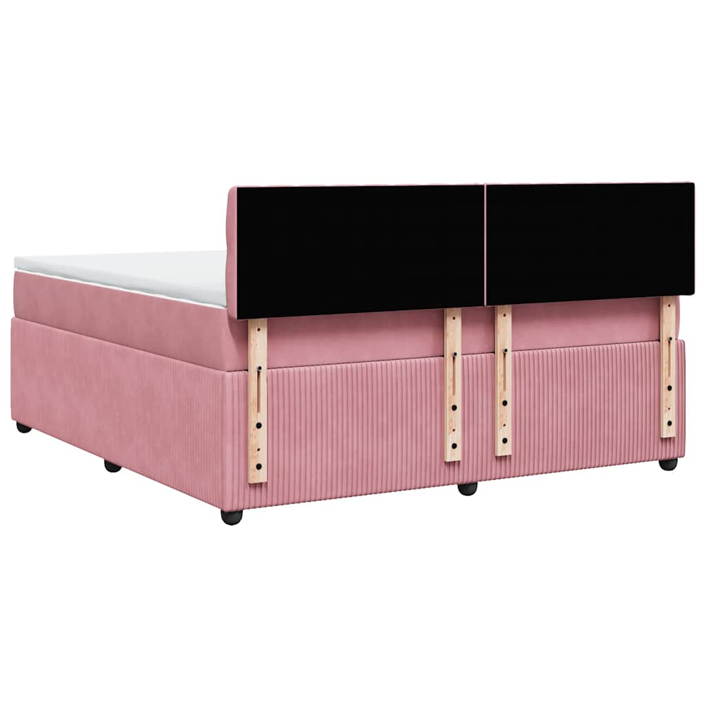 vidaXL Κρεβάτι Boxspring με Στρώμα Ροζ 180x200 εκ. Βελούδινο
