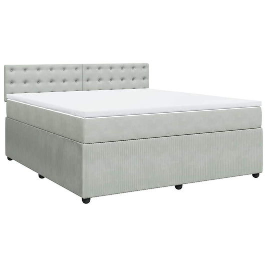 vidaXL Κρεβάτι Boxspring με Στρώμα Ανοιχτό Γκρι 180x200 εκ. Βελούδινο