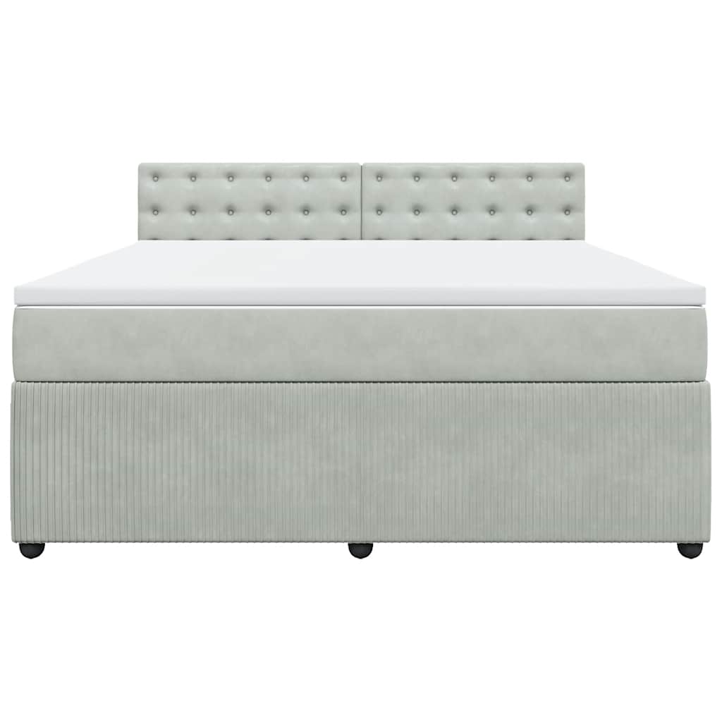 vidaXL Κρεβάτι Boxspring με Στρώμα Ανοιχτό Γκρι 180x200 εκ. Βελούδινο