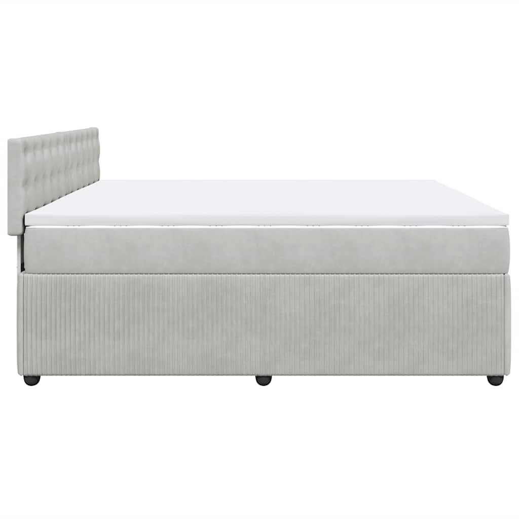 vidaXL Κρεβάτι Boxspring με Στρώμα Ανοιχτό Γκρι 180x200 εκ. Βελούδινο