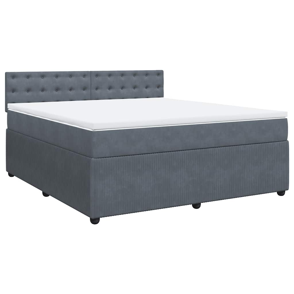 vidaXL Κρεβάτι Boxspring με Στρώμα Σκούρο Γκρι 180x200 εκ. Βελούδινο