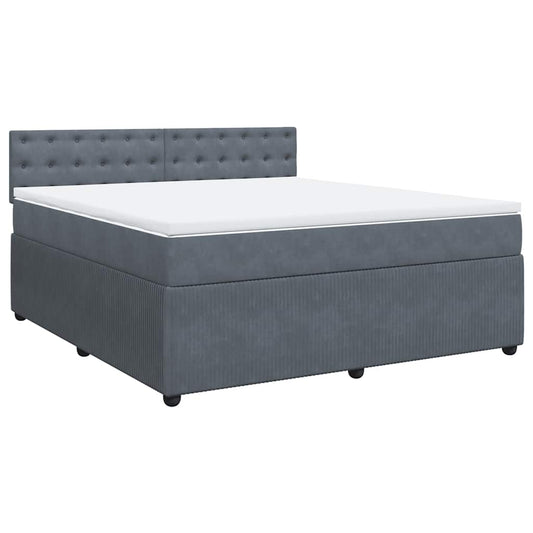 vidaXL Κρεβάτι Boxspring με Στρώμα Σκούρο Γκρι 180x200 εκ. Βελούδινο