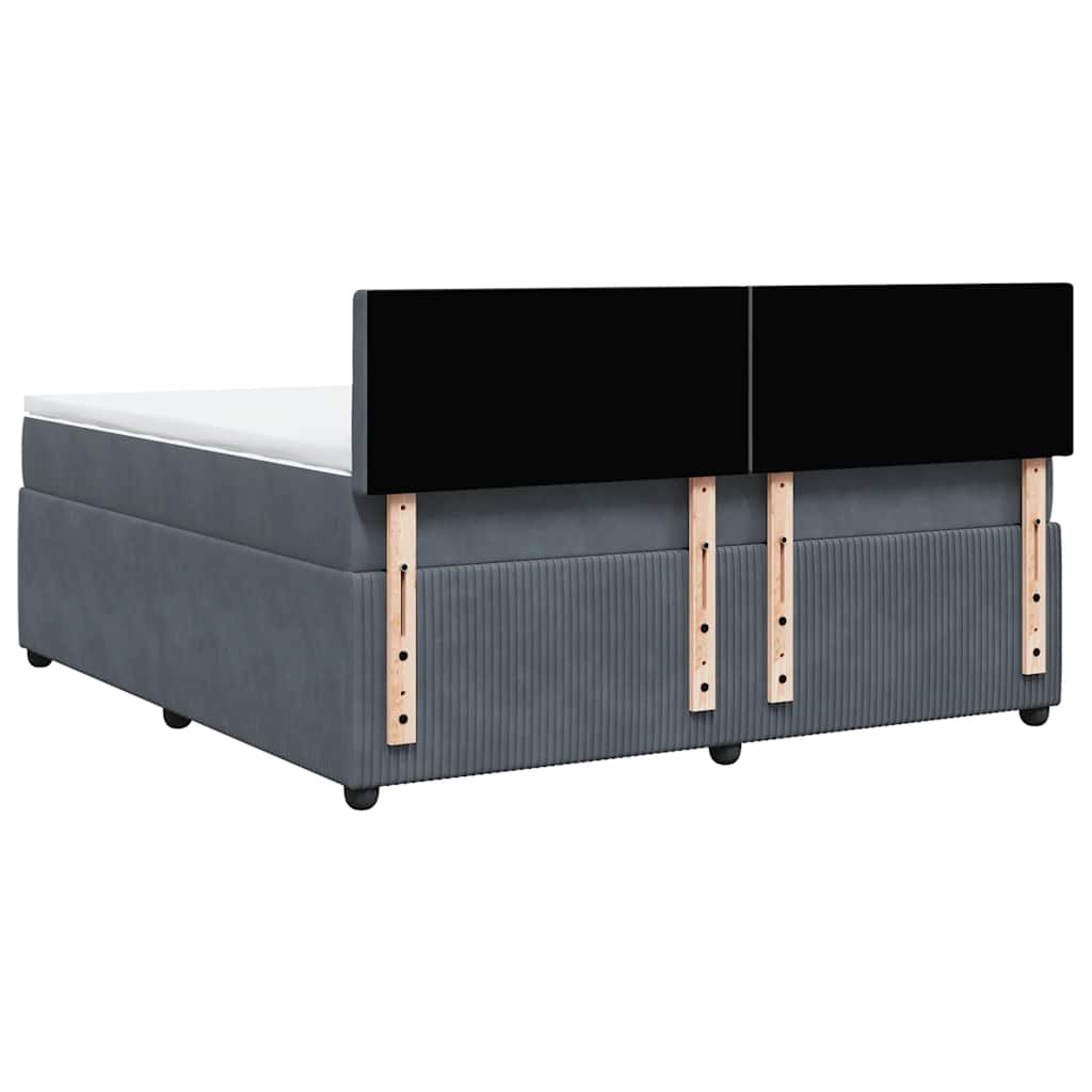 vidaXL Κρεβάτι Boxspring με Στρώμα Σκούρο Γκρι 180x200 εκ. Βελούδινο