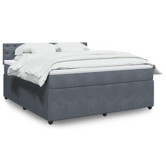 vidaXL Κρεβάτι Boxspring με Στρώμα Σκούρο Γκρι 180x200 εκ. Βελούδινο