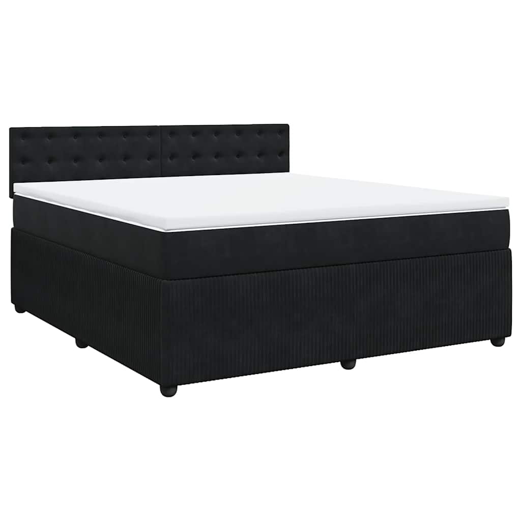 vidaXL Κρεβάτι Boxspring με Στρώμα Μαύρο 180x200 εκ. Βελούδινο