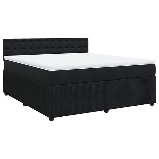 vidaXL Κρεβάτι Boxspring με Στρώμα Μαύρο 180x200 εκ. Βελούδινο