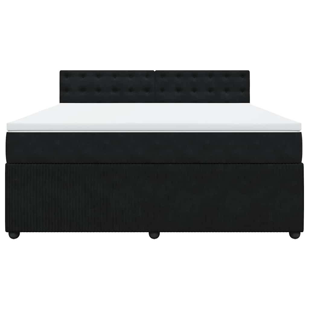 vidaXL Κρεβάτι Boxspring με Στρώμα Μαύρο 180x200 εκ. Βελούδινο