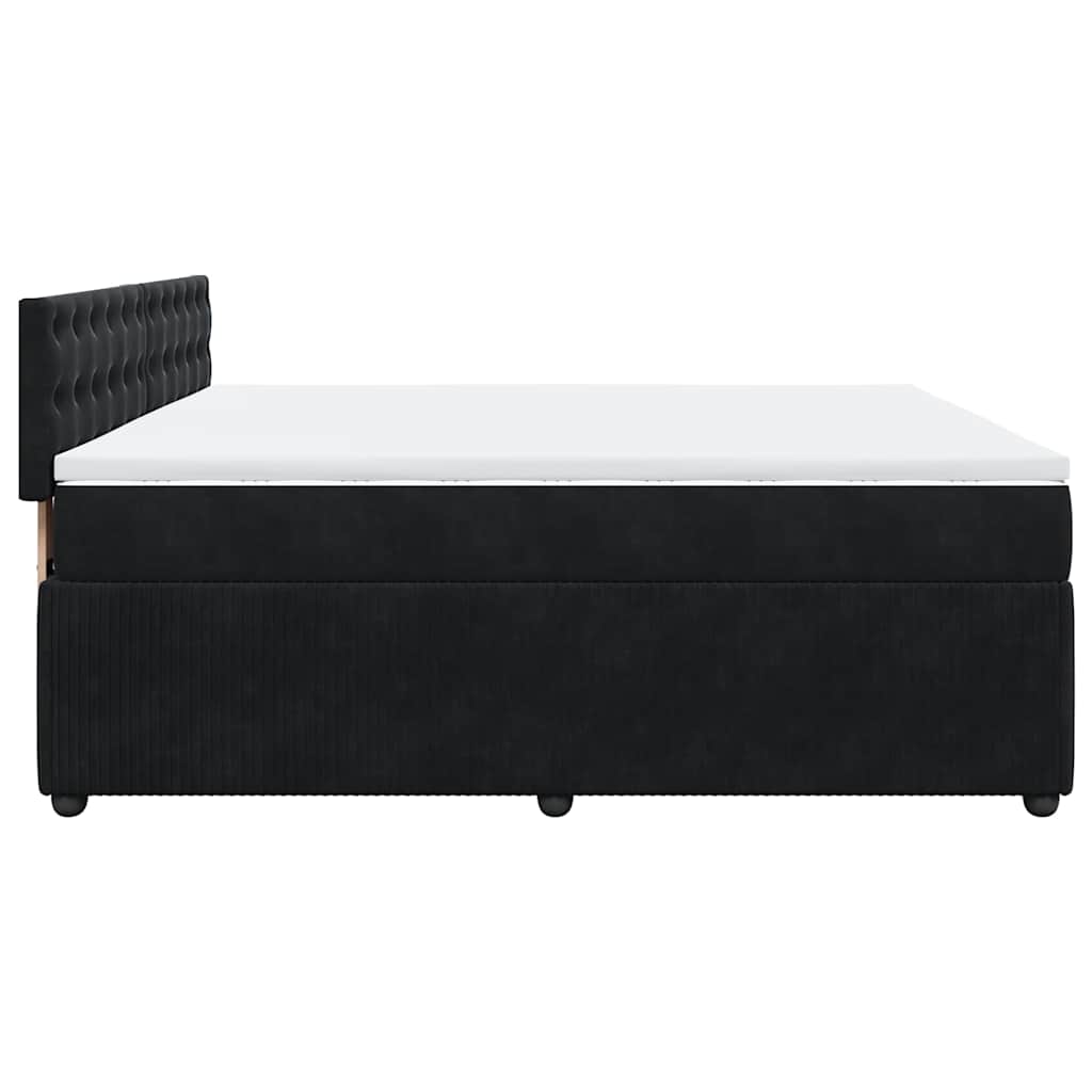 vidaXL Κρεβάτι Boxspring με Στρώμα Μαύρο 180x200 εκ. Βελούδινο