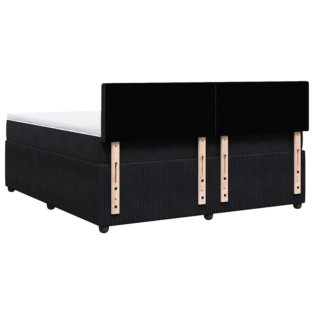 vidaXL Κρεβάτι Boxspring με Στρώμα Μαύρο 180x200 εκ. Βελούδινο