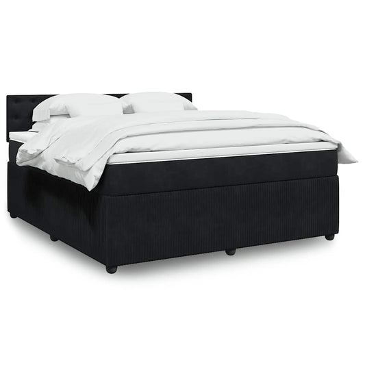 vidaXL Κρεβάτι Boxspring με Στρώμα Μαύρο 180x200 εκ. Βελούδινο