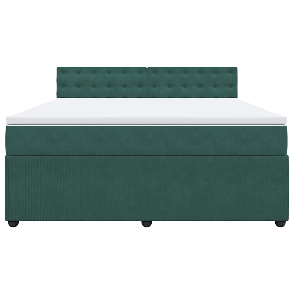 vidaXL Κρεβάτι Boxspring με Στρώμα Σκούρο Πράσινο 180x200εκ. Βελούδινο