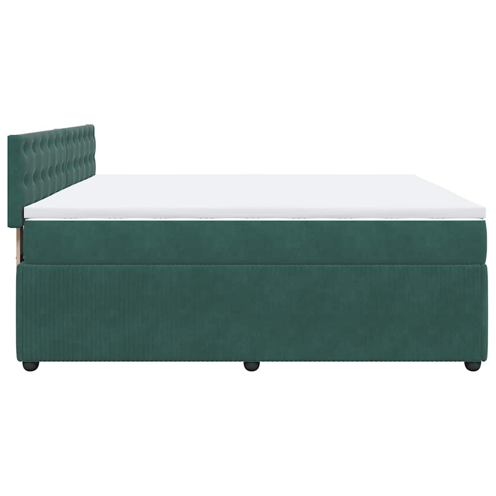 vidaXL Κρεβάτι Boxspring με Στρώμα Σκούρο Πράσινο 180x200εκ. Βελούδινο