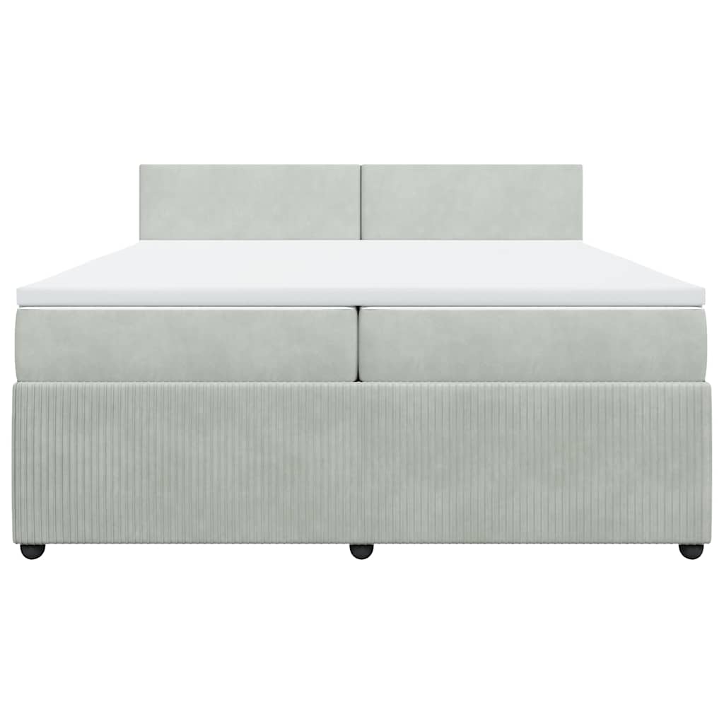 vidaXL Κρεβάτι Boxspring με Στρώμα Ανοιχτό Γκρι 200x200 εκ. Βελούδινο