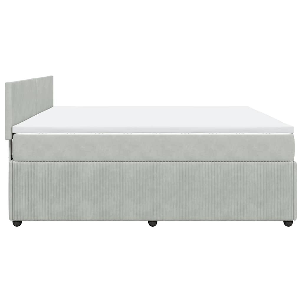 vidaXL Κρεβάτι Boxspring με Στρώμα Ανοιχτό Γκρι 200x200 εκ. Βελούδινο