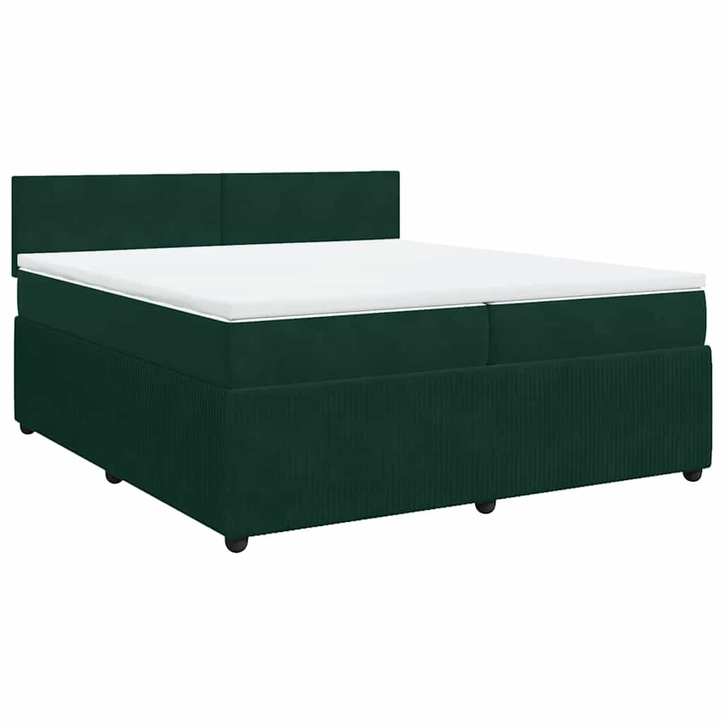 vidaXL Κρεβάτι Boxspring με Στρώμα Σκούρο Πράσινο 200x200εκ. Βελούδινο
