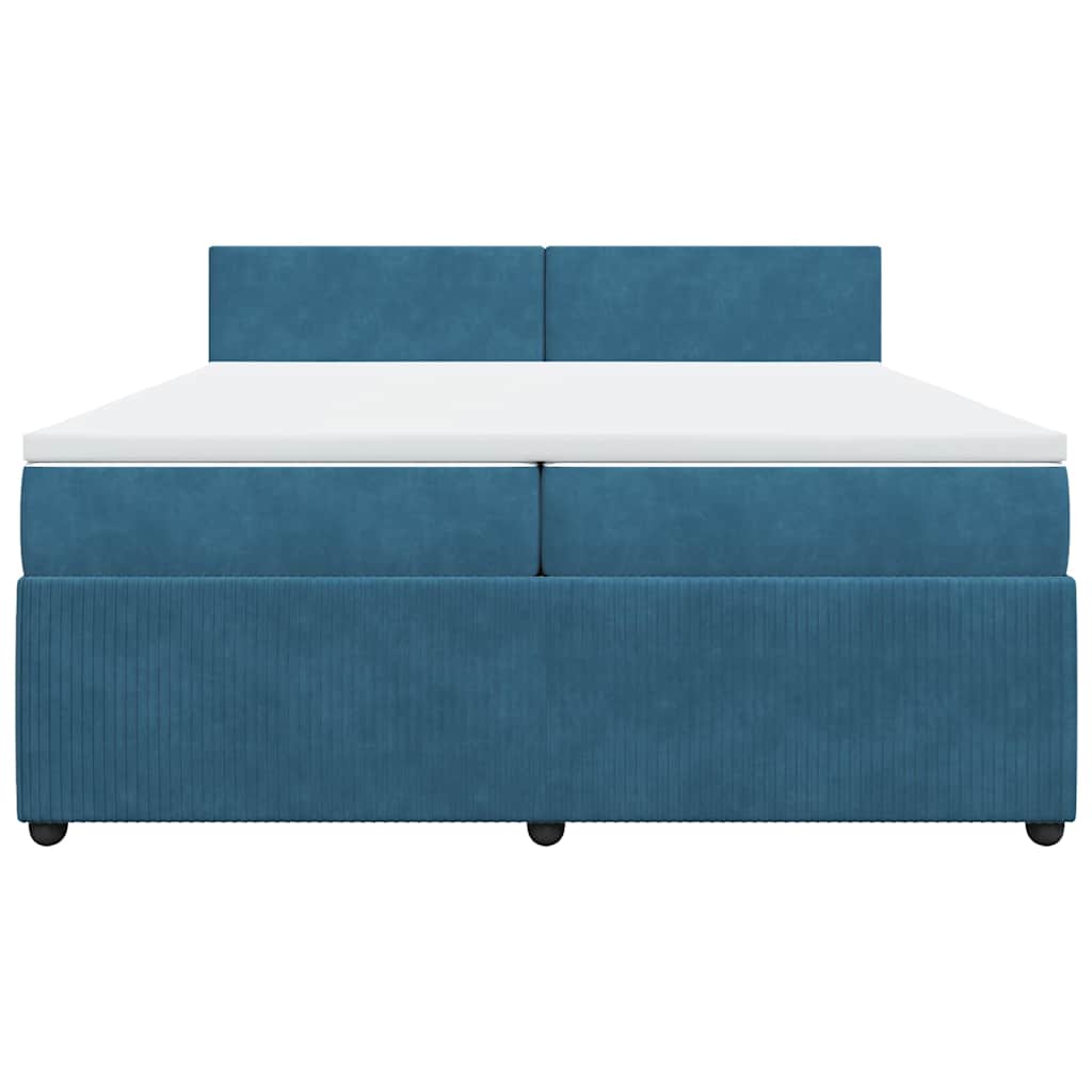 vidaXL Κρεβάτι Boxspring με Στρώμα Μπλε 200x200 εκ. Βελούδινο